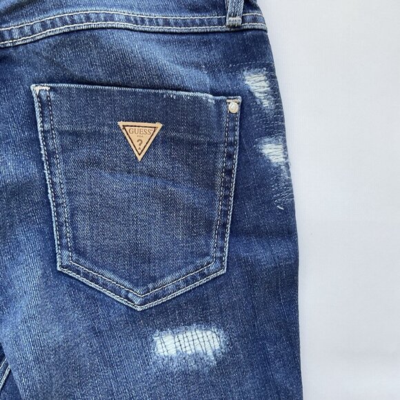 Guess Women’s 1981 High Rise Skinny Jeans Blue Distressed Wash Size 24 - Picture 14 of 14